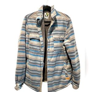 A371 Voyager Sherpa Lined Shirt Jacket Men’s M Western Aztec Shacket Workwear